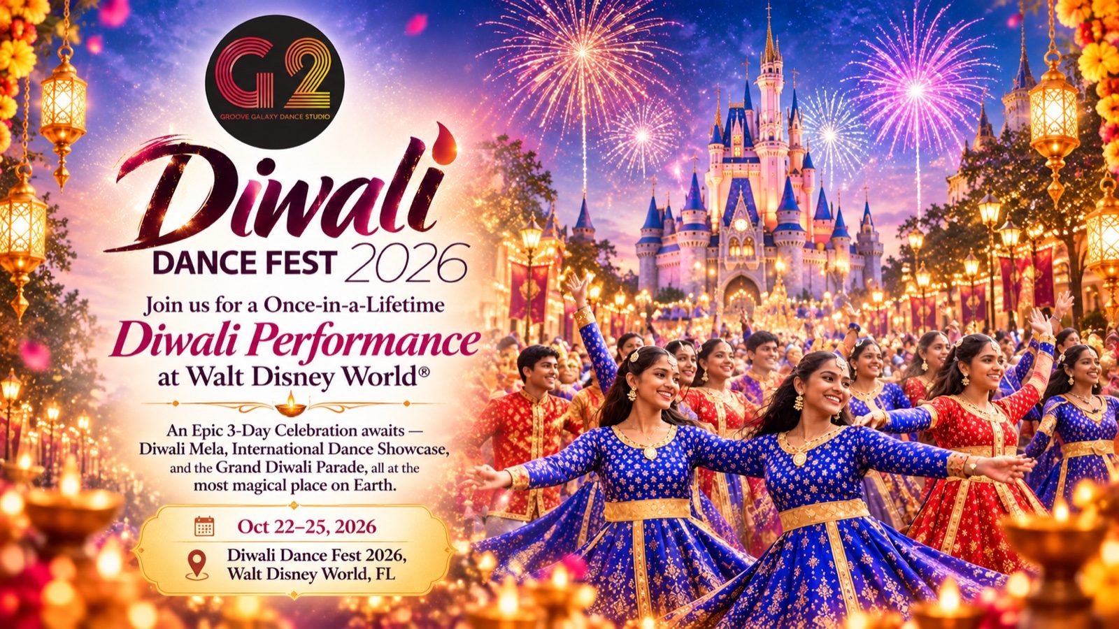 G2 at Diwali Dance Fest 2026, Walt Disney World, October 22–25, 2026